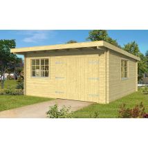 Garage Atelier Leucate B 44mm - 22.96 m² intérieur - Surface intérieure 22.96 m² - Bois brut - Toit monopente - - Double vitrage 4/6/4mm - -