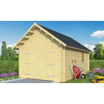 Garage Pau 44mm - 18,12m² intérieur - Surface intérieure 18.12 m² - Bois brut - Double pente - - Double vitrage 4/6/4mm - - Touschalets - Bois brut