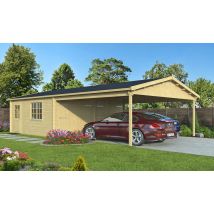 Garage MORZINE 44mm - 28.38m² intérieur + 28.46m² - Surface intérieure 28.38 m² - Bois brut - Double pente - - Double vitrage 4/6/4mm - -