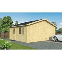 Garage DAX 44mm - 28,4m² intérieur - Surface intérieure 28.36 m² - Bois brut - Double pente - - Double vitrage 4/6/4mm - - Touschalets - Bois brut -