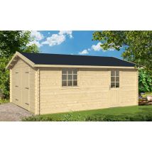 Garage GRENOBLE 44mm - 23,8m² intérieur - Surface intérieure 23.79 m² - Bois brut - Double pente - - Double vitrage 4/6/4mm - Assemblage par