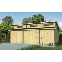 Garage HAWAÏ 44mm - 39.27m² intérieur - Surface intérieure 39.27 m² - Bois brut - Double pente - - Double vitrage 4/6/4mm - - Touschalets - Bois