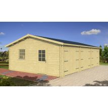 Garage MONTAUBAN 44mm - 48.9m² intérieur - Surface intérieure 49.04 m² - Bois brut - Double pente - - Double vitrage 4/6/4mm - - Touschalets - Bois