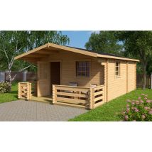 Chalet de loisirs Elba 70mm - 21,4m² intérieur - Bois brut - Surface intérieure 21,4 m² - Plancher inclus - Double pente - Porte simple - Touschalets