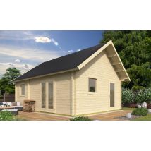 Chalet de loisirs Volta 70 mm - 31 + 10m² intérieur - Bois brut - Surface intérieure m² - Plancher Inclus - Double pente - Porte Double -
