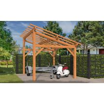 Carport 1 voiture Le Havre 12 - 15.75 m² non couvert - Surface intérieure 10,12 m² - Bois brut - Toit monopente - Livré sans revêtement de toiture -