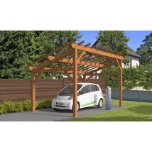 Carport 1 voiture Le Havre 15 - 19.25 m² non couvert - Surface intérieure 12,84 m² - Bois autoclave - Toit monopente - Livré sans revêtement de