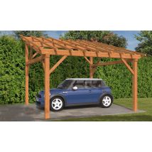 Carport 1 voiture Le Havre 16 - 20.25 m² non couvert - Surface intérieure 13,84 m² - Bois autoclave - Toit monopente - Livré sans revêtement de