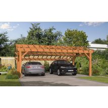 Carport 2 voitures Vincennes 42 - asymétrique - 48.75 m² non couvert - Surface intérieure 38,43 m² - Bois autoclave - Double pente - Livré sans