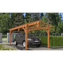 Carport 1 voiture Thionville 18 - 22.75 m² non couvert - Surface intérieure 15,56 m² - Bois autoclave - Double pente - Livré sans revêtement de