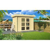 Abri de jardin LYON 5 34 mm - 4.37m² intérieur - Toit plat - Double porte vitrée - Touschalets