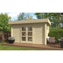 Abri de jardin BANDOL 44mm - 9,44m² intérieur - Toit plat - Double porte vitrée - Touschalets