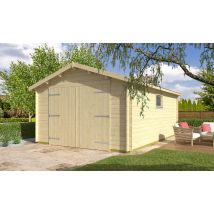 Garage GRAND LIMOUSIN 34mm - 20,6m² intérieur - Surface intérieure 20.64 m² - Bois brut - Double pente - - Verre 4mm - - Touschalets - Bois brut -