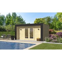 Poolhouse bois Hossegor 12 - 44 mm - 9.65m² intérieur- Arche grise