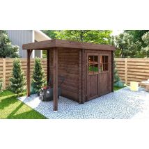 Cabanon de jardin traité autoclave JONZAC 5 avec appentis Ep 28mm