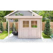 Cabanon de jardin brut JONZAC 5 avec appentis Ep 28mm