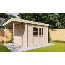 Cabanon de jardin brut JONZAC 9 avec appentis Ep 28mm