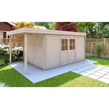 Cabanon de jardin brut JONZAC 12 avec appentis Ep 28mm