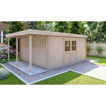 Abri de jardin brut JONZAC 18 avec appentis Ep 28mm