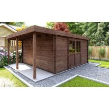 Abri de jardin traité autoclave JONZAC 15 avec appentis Ep 28mm