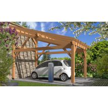 Carport 1 voiture Jaborosa, toit 1 pan - 3.50x5.25m - pin douglas - Surface intérieure m² - Bois Douglas - Monopente adossable - Livré sans