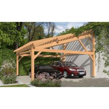 Carport 2 voitures Nolana, toit 1 pan - 5.50x6.25m - pin douglas - Surface intérieure m² - Bois Douglas - Monopente adossable - Livré sans