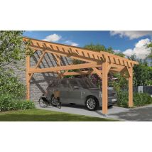 Carport 1 voiture Weigela, toit 1 pan - 3.50x6.25m - pin douglas - Surface intérieure m² - Bois Douglas - Monopente adossable - Livré sans