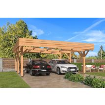 Abri 2 voitures Iberis toit plat en pin Douglas 40m2