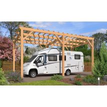 Carport camping car Clintonia, toit 1 pan - 4.00x8.00m - pin douglas - Surface intérieure m² - Bois Douglas - Monopente adossable - Livré sans