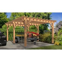 Pergola autoportante Angelia, toit plat - 3.90x5.40m - pin douglas