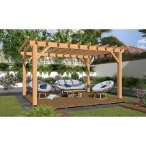 Tonnelle autoportante Physalis, toit plat - 3.40x4.40m - pin douglas