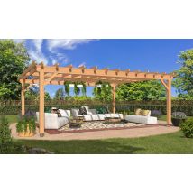 Pergola autoportante Armelia, toit plat - 6.40x5.40m - pin douglas