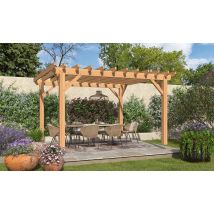 Pergola autoportante Celosia, toit plat - 3.90x3.90m - pin douglas