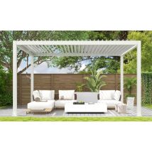 Pergola manuelle bioclimatique alu Chenonceau 4x3m 34B blanche