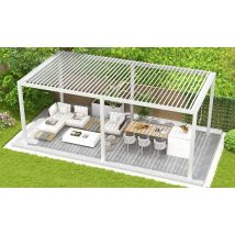 Pergola manuelle bioclimatique alu Chenonceau 5.8x3m 35B blanche