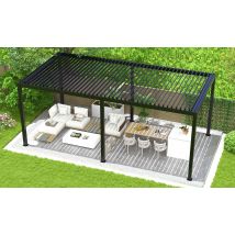 Pergola manuelle bioclimatique alu Chenonceau 5.8x3m 35N anthracite