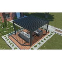 Pergola motorisée bioclimatique alu Cheverny 3.5x5m 355N anthracite avec kit LED - 17.5m2