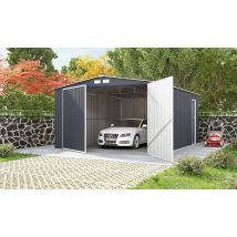 Garage en métal Sheffield 17.4 m2 gris anthracite avec porte de service - Surface intérieure 17.13 m² - Métal - Double pente - - - - Touschalets -