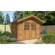 Abri de jardin BRETAGNE autoclave 34 mm - 4.98m2 intérieur - Double pente - list: Porte Double|Double porte semi-vitrée - Touschalets