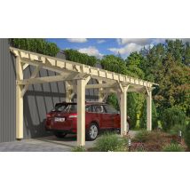 Carport 1 voiture Etlingera, toit 1 pan - 3.55x6.60m - épicéa - Surface intérieure m² - Bois brut - Monopente adossable - Livré sans revêtement de