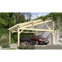 Carport 2 voitures Nolana, toit 1 pan - 5.50x6.25m - épicéa - Surface intérieure m² - Bois brut - Monopente adossable - Livré sans revêtement de