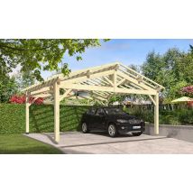 Carport Gardenia toit 2 pentes 6.50x5.50m épicéa - Surface intérieure m² - Bois brut - Double pente - - - - Touschalets - Bois brut - Surface