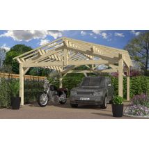 Carport Hortensia toit 2 pentes 6.00x6.00m épicéa - Surface intérieure m² - Bois brut - Double pente - - - - Touschalets - Bois brut - Surface