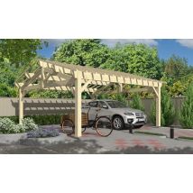 Carport Lantana toit 2 pentes 6.50x6.50m épicéa - Surface intérieure m² - Bois brut - Double pente - - - - Touschalets - Bois brut - Surface
