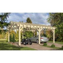 Carport Strélizia toit 2 pentes 6.60x6.60m épicéa - Surface intérieure m² - Bois brut - Double pente - - - - Touschalets - Bois brut - Surface