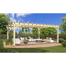 Pergola autoportante Armelia, toit plat - 6.40x5.40m - épicéa