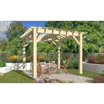 Pergola autoportante Bergenia, toit 4 pentes - 3.40x3.40m - épicéa