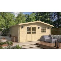 Abri de jardin Londres 34mm - 18,3m² intérieur - Double pente - Double porte semi-vitrée - Touschalets