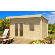 Abri de jardin NÎMES 44mm sans plancher - 12m² intérieur - Toit monopente - Double porte vitrée - Touschalets