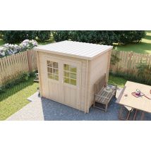 Abri de jardin bois brut Megève 28mm - Toiture en acier - 4.26m2